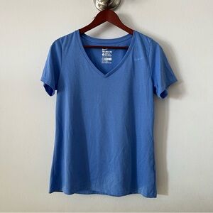 Nike Women's Blue V-Neck Top Sz L